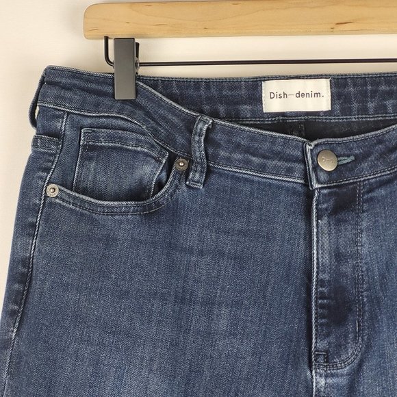 Dish Denim Jeans Women W33 L28 Blue High Rise Skinny Medium Wash Stretch Zip - Picture 3 of 16